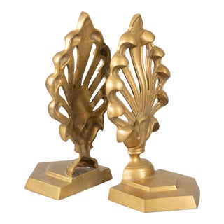 Vintage Art Nouveau French Style Brass Bookends - a Pair For Sale