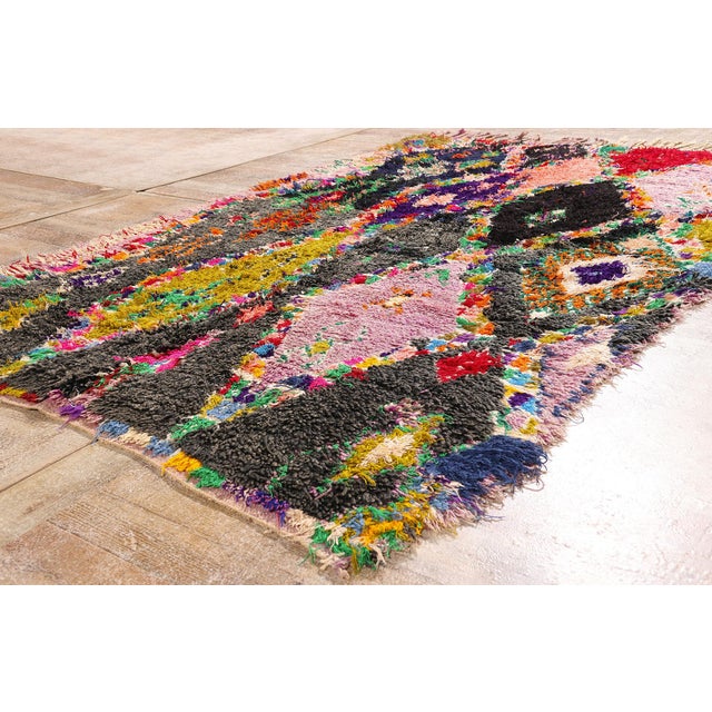 Charcoal Vintage Azilal Moroccan Rug, 04'10 X 07'08 For Sale - Image 8 of 10