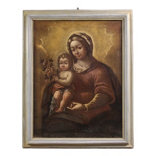 Italian Artist, Madonna and Child, 17th Century, Oil Painting on Canvas, Framed For Sale