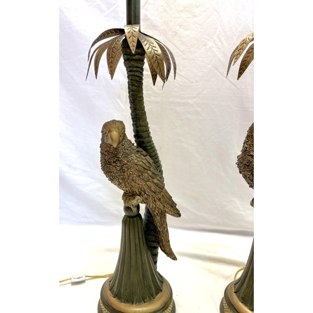 20th Century Palm Beach Chic Parrot and Palm Tree Lamps- A Pair For Sale In West Palm - Image 6 of 18