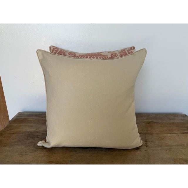 Brick Red Pair of Fortuny “Carnavalet” Pillows With Custom Linen Backs For Sale - Image 8 of 8