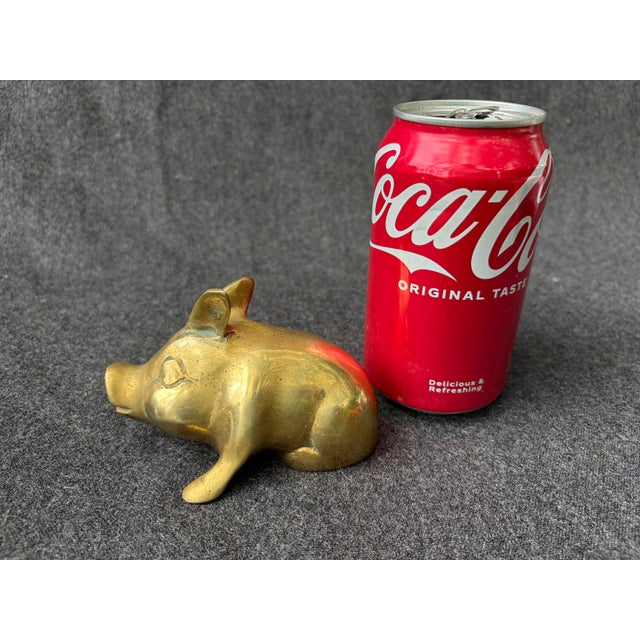Vintage Solid Brass Lounging Pig Figure For Sale - Image 15 of 15