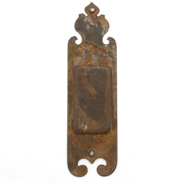 Vintage 7.75 In. Gold Painted Steel Pocket Door Plate For Sale - Image 4 of 4