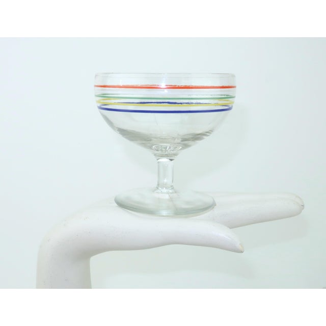 1950's Primary Color Striped Cocktail Sherbet Glasses, Set of 6 For Sale - Image 10 of 10