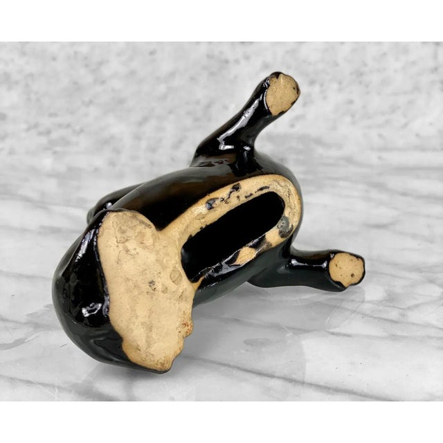 Black Mid-Century Art Deco Black Porcelain Seal Figural Sculpture For Sale - Image 8 of 8
