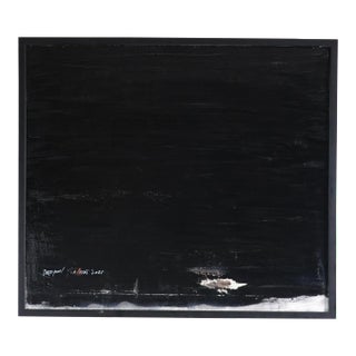 "Deep Pool" Contemporary Minimalist Monochromatic Mixed-Media Painting, Framed For Sale