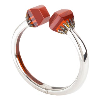 Miriam Salat Addiction Sterling Silver Wine Bangle with White Topaz For Sale