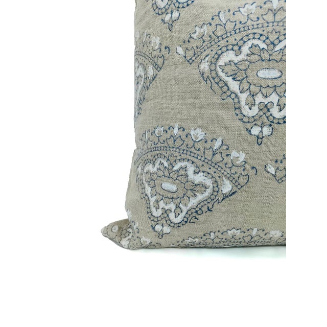Art Deco Fabdivine Block Print Pillow Cover 26x26 Inch Thick Linen - Dhwani For Sale - Image 3 of 5