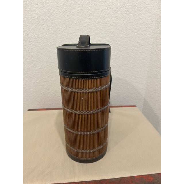 Mid-Century Modern Vintage Reed Bamboo Wine Carrier For Sale - Image 3 of 5