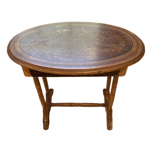 Antique Victorian Cottage Handpainted Side Table For Sale