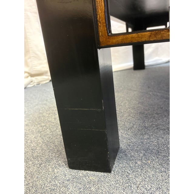 Vintage Chinoiserie Style Black Lacquer Coffee Table With Gold Floral Designs For Sale - Image 18 of 18