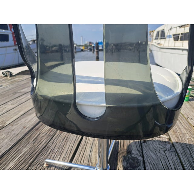 Mid-Century Mod Smoked Lucite Swivel Dining Chairs- Set of 2 For Sale - Image 11 of 12