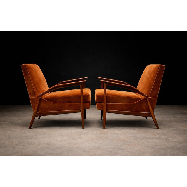 Giuseppe Scapinelli Pair of Armchairs in Caviúna & Burnt Caramel Mohair Velvet, Brazil, 1950s For Sale - Image 15 of 17