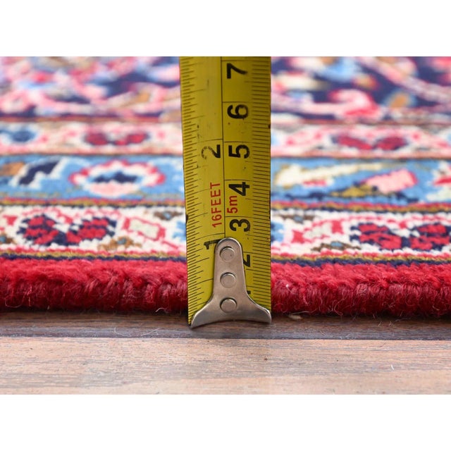 Traditional 1960 Red Worn Wool Hand Knotted Vintage Persian Kashan Dense Weave Pure Wool Soft Rug For Sale - Image 3 of 12