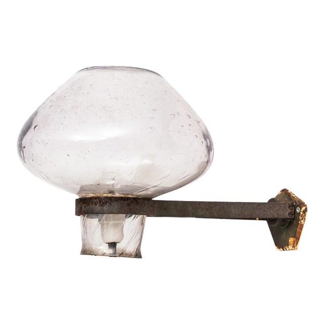 Scandinavian Modern Glass and Steel Sconce by Gunnar Asplund for ASEA, 1940s For Sale