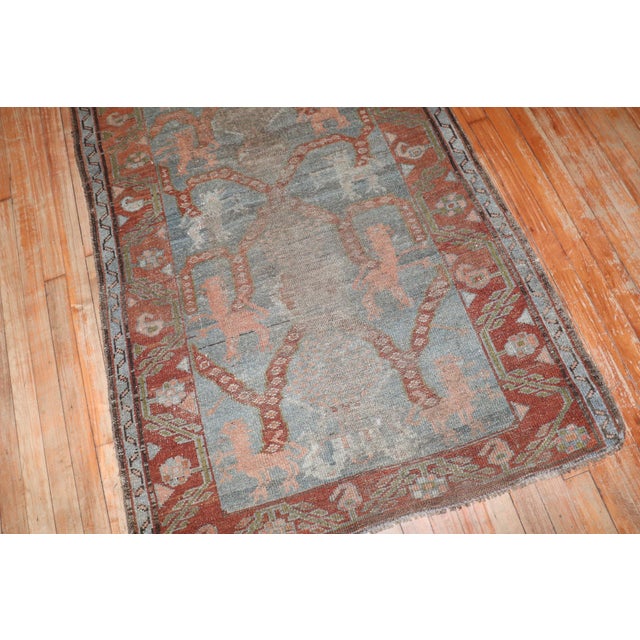 Zabihi Collection Persian Kurd Lion Antique Rug - 3'3" x 6'2" For Sale - Image 10 of 11