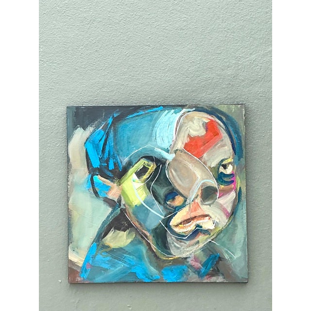Wood Abstract Figurative Oil Painting on Canvas For Sale - Image 7 of 15