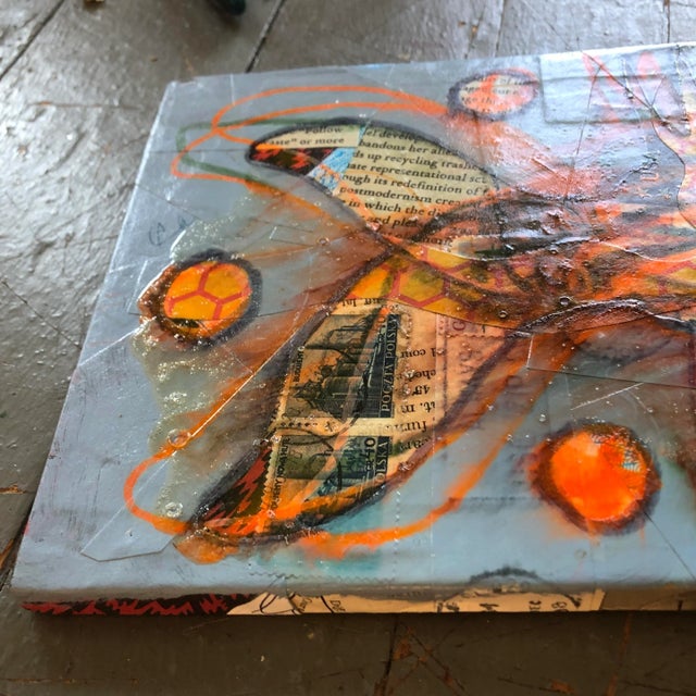 Contemporary Small Wayne Cunningham Abstract Collage/Painting Signed For Sale - Image 4 of 5