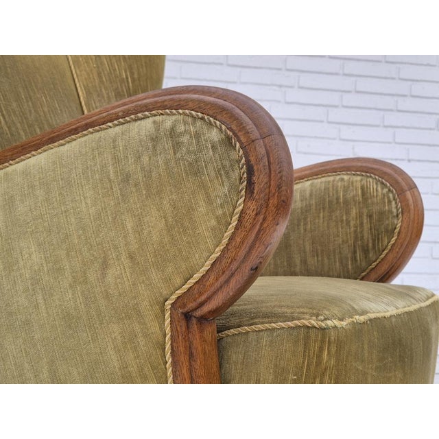 Danish Armchair in Furniture Velour and Oak, 1960s For Sale - Image 18 of 18