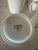 66 piece set. No chips or cracks. White square with silver trim. 11 dinner plates 10 1/2” 12 salad plates 7 7/8” 18 salad...
