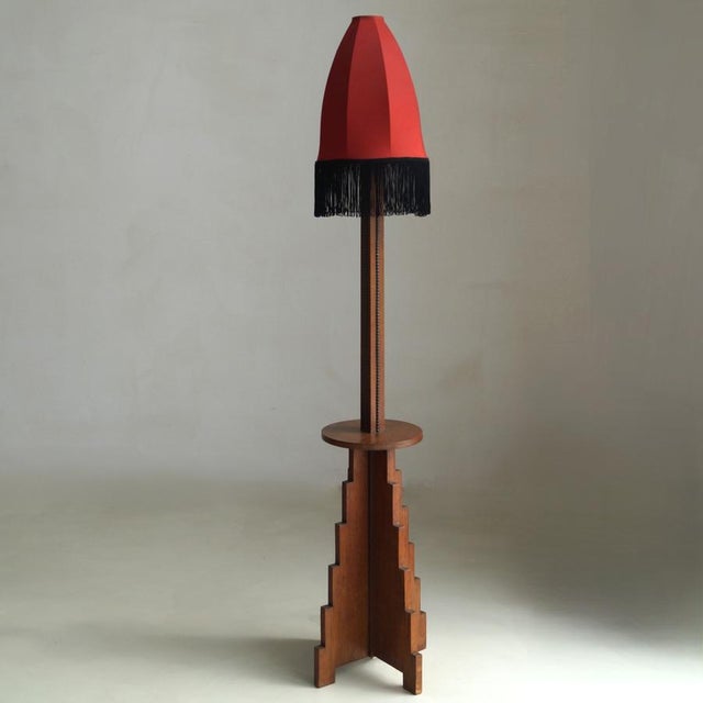 Dutch Amsterdamse School Art Deco Floor Lamp in Oak and Macassar Ebony, 1920s For Sale - Image 12 of 13
