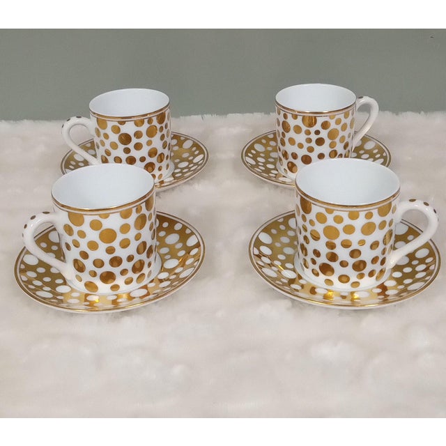1990s Emilio Bergamin Taitu Diva Gold Dot Demitasse Set- 8 Pieces For Sale In Dallas - Image 6 of 6
