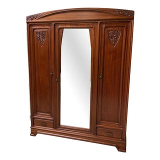Antique Art Nouveau Wardrobe from École Nancy, 1910s For Sale