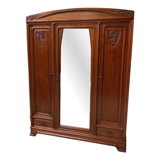 Antique Art Nouveau Wardrobe from École Nancy, 1910s For Sale