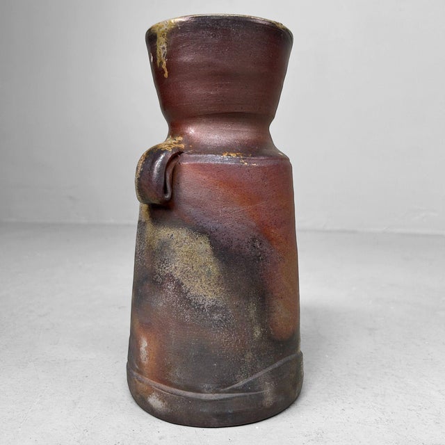 Ceramic Japanese Bizen Ware Ikebana Vase, 1970 For Sale - Image 7 of 18