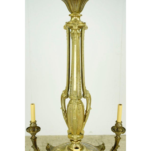 French Antique French Bronze Ornate 6 Arm Chandelier - Restored For Sale - Image 3 of 15