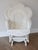 Victorian Vintage 70s Victoria Style White Wicker Rattan Glider Rocking Peacock Lounge Chair For Sale - Image 3 of 18