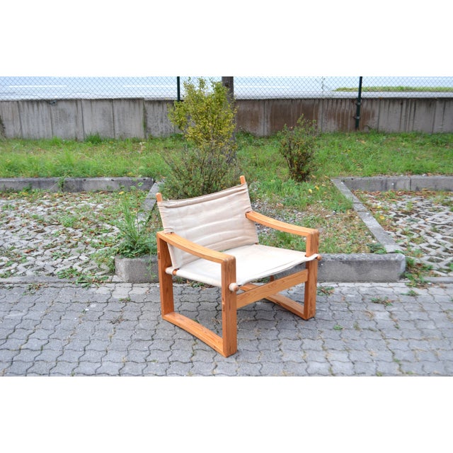 Scandinavian Pine Safari Chair by Børge Jensen for Bernstorffsminde Møbelfabrik, Denmark. Beautiful Safari Chair designed...