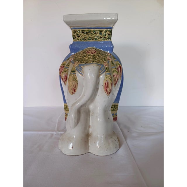 1960s Large Ceramic Elephant Garden Stool or Plant Stand, 1960s For Sale - Image 5 of 7