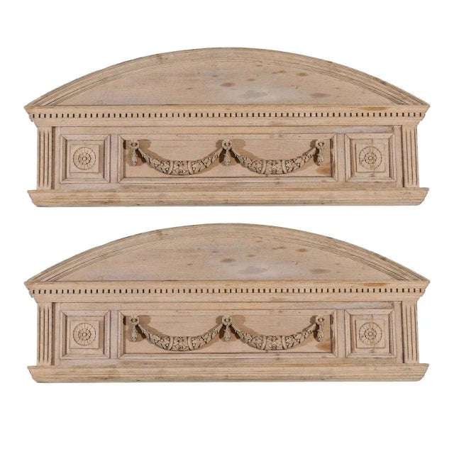 Beige 1850s English Neoclassical Style Carved Pine Overdoors with Swag Motifs - A Pair For Sale - Image 8 of 8