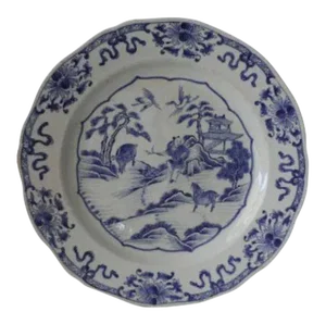 19th Century Chinese Kangxi Style Blue & White Porcelain Charger Platter