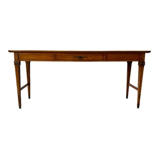 Hollywood Regency French Louis XVI - Style Walnut and Marble Top Console Table For Sale