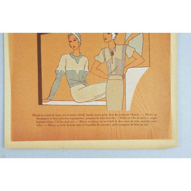 Circa 1930's French Fashion Pochoir Print For Sale - Image 4 of 6