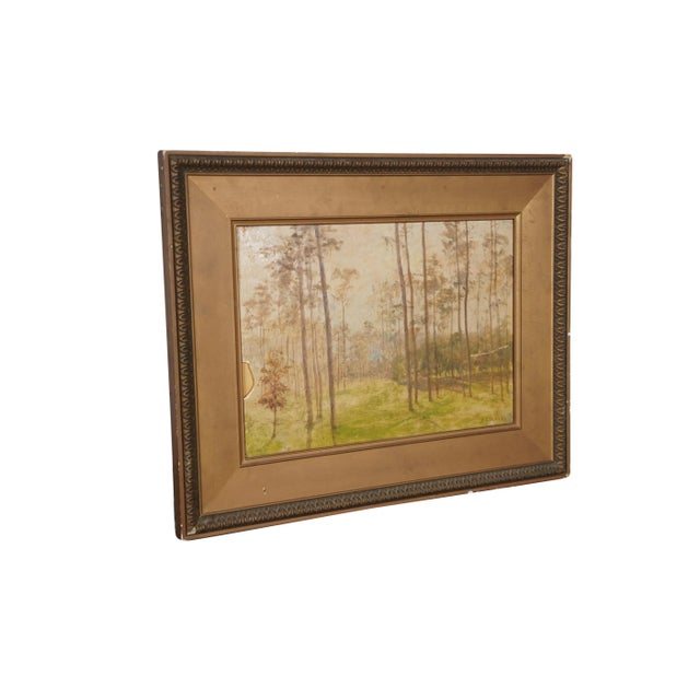 American Antique James Craig Nicoll Autumn Forest Original Oil Painting on Paper 20", Framed For Sale - Image 3 of 12