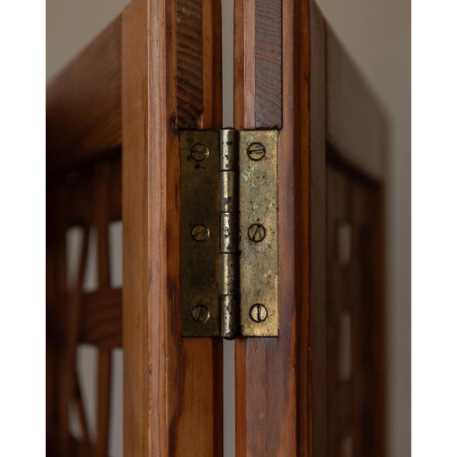Vintage Wooden Room Divider or Folding Screen in Lattice Weave, 1970s For Sale - Image 6 of 16