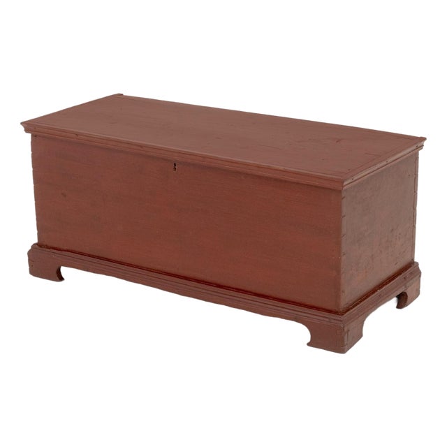 American Red Painted Pine Blanket Chest For Sale