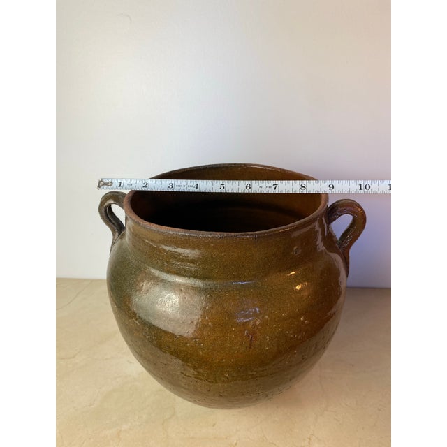 Antique French Glazed Terracotta Confit Pot, Southwest France For Sale - Image 11 of 12