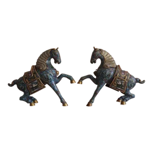 Early 1900s Pair of Antique Cloisonné Horses