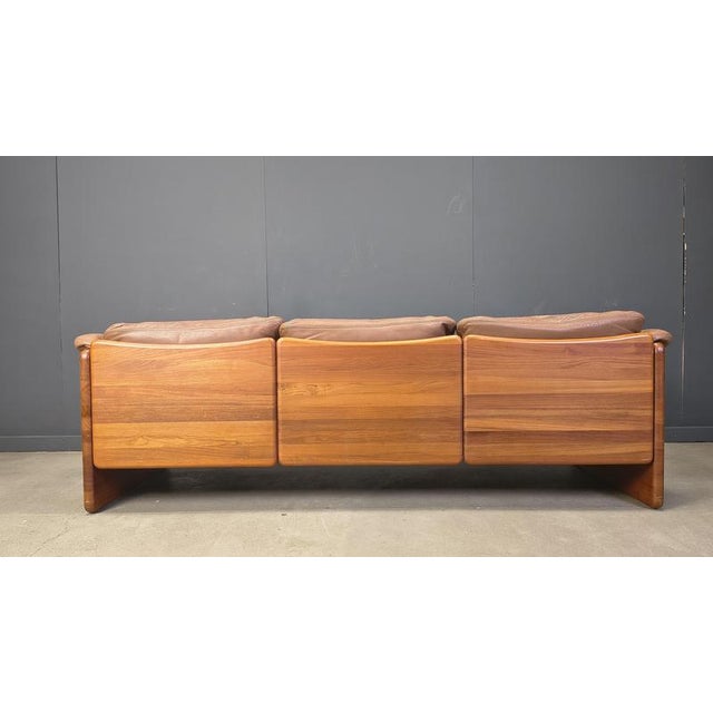 Danish Leather and Teak 3-Seater Sofa from Mikael Laursen, 1970s For Sale - Image 3 of 15