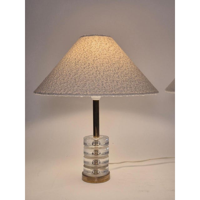 1960s Scandinavian Modern Table Lamps with Orrefors Glass and Brass by Carl Fagerlund, 1960s, Set of 2 For Sale - Image 5 of 10
