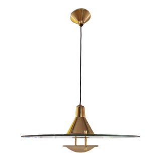 Fontana Arte Hanging Pendant Lamp Glass and Brass For Sale