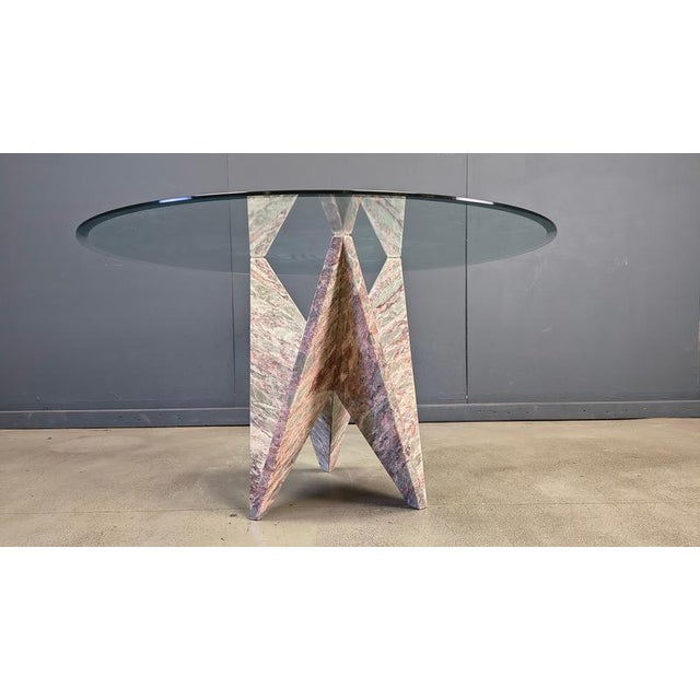 Architectural Marble and Glass Dining Table, 1970s For Sale - Image 10 of 15