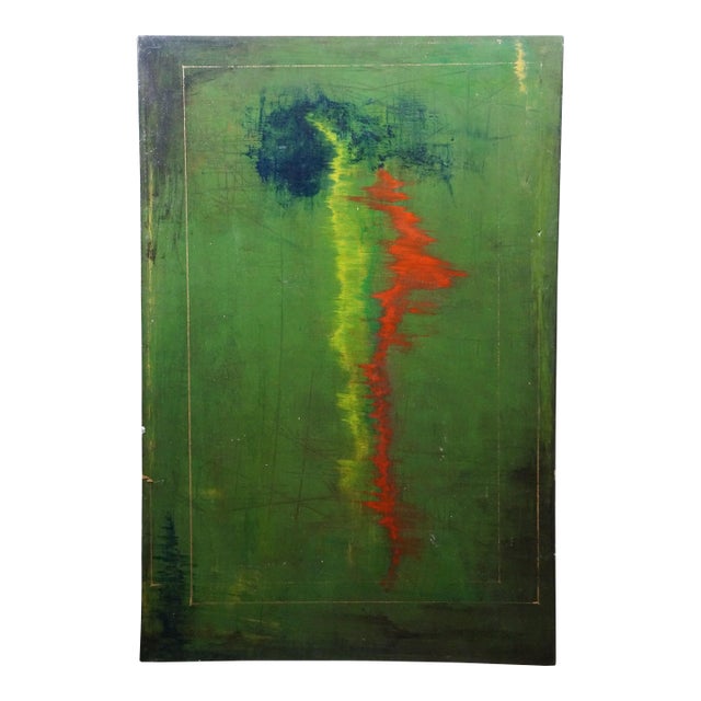 Mid 20th Century Large Vintage Abstract Sound Byte Audio Data Painting Oil on Canvas 36" For Sale