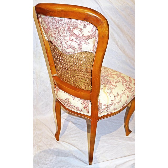 Wood 1920s French Balloon Back Caned Toile Dining Chairs- Set of 4 For Sale - Image 7 of 10