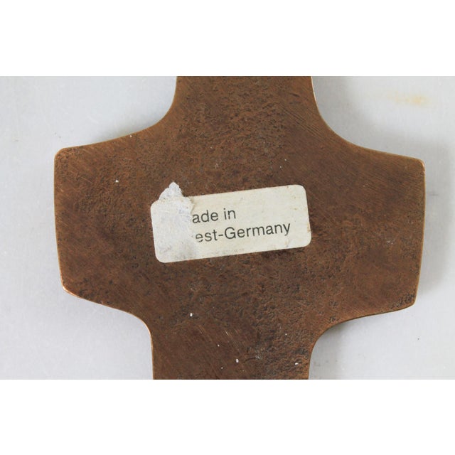 Mid 20th Century Brutalist-Style Bronze Wall Cross Depicting the Last Supper "God Bless Our Home" For Sale - Image 5 of 5