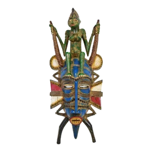 Vintage Colorful Zoomorphic South African Mask